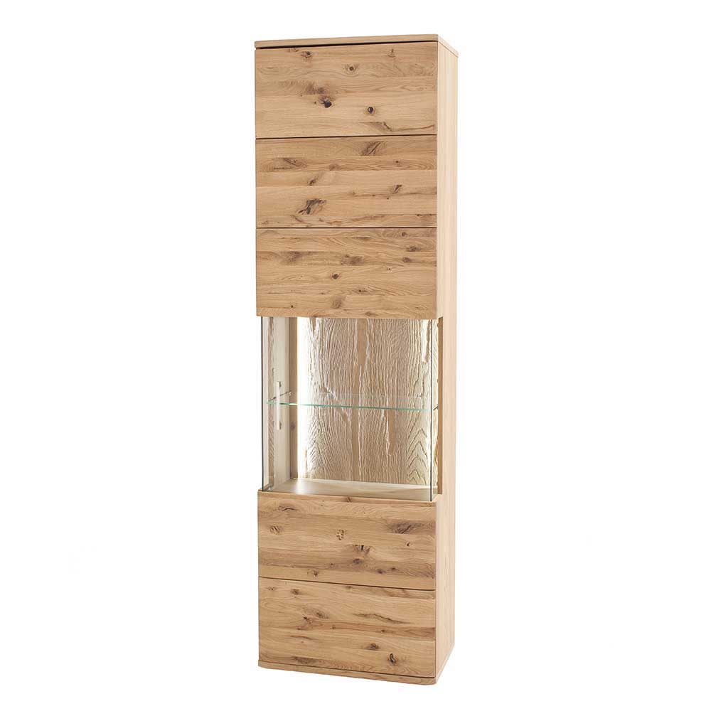 1-türige Schrank Vitrine aus Massivholz - Crokas