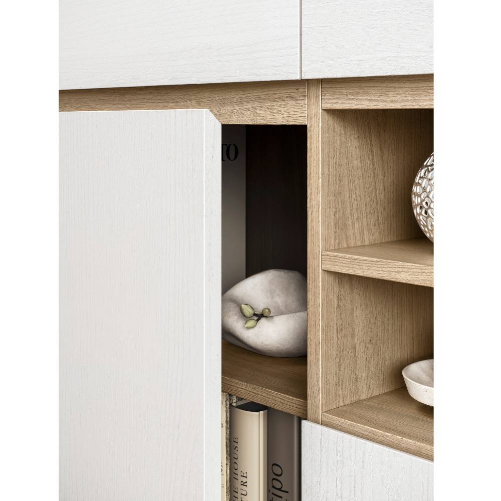 Skandi Sideboard in Weiß und Eiche Dekor - Ovidio