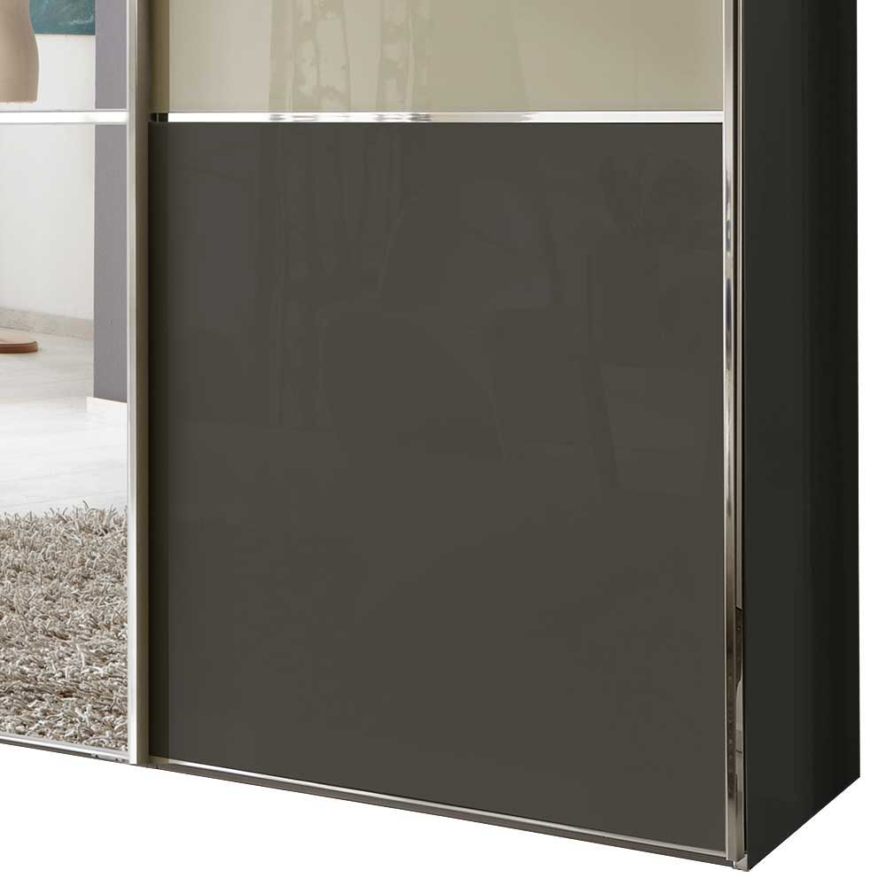 280cm breiter Kleiderschrank mit Glas & Spiegel - Jaletto