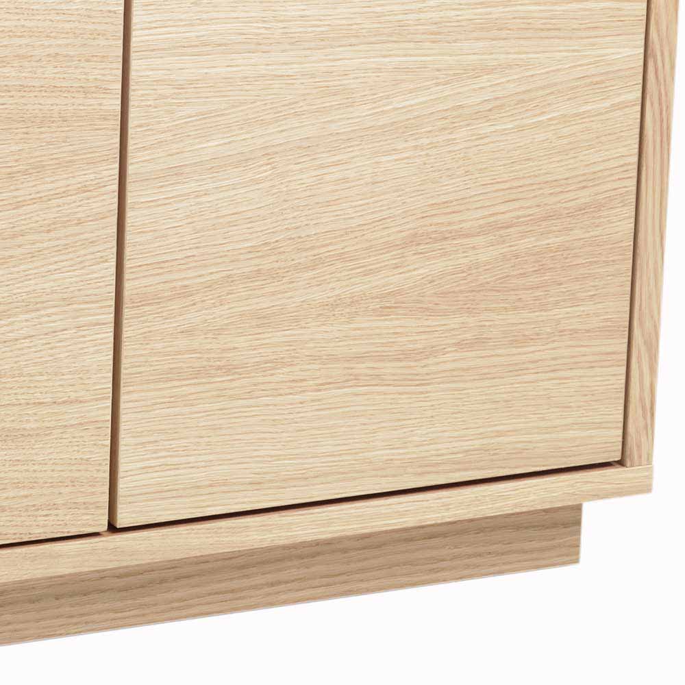 Eiche furnierte Fronten der Flur Sitzbank mit natürlicher Holzmaserung und Sockel – Vaxos