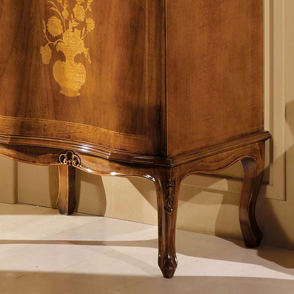 Italienische Kleinkommode im Barockstil Venerdina in Nussbaum Braun