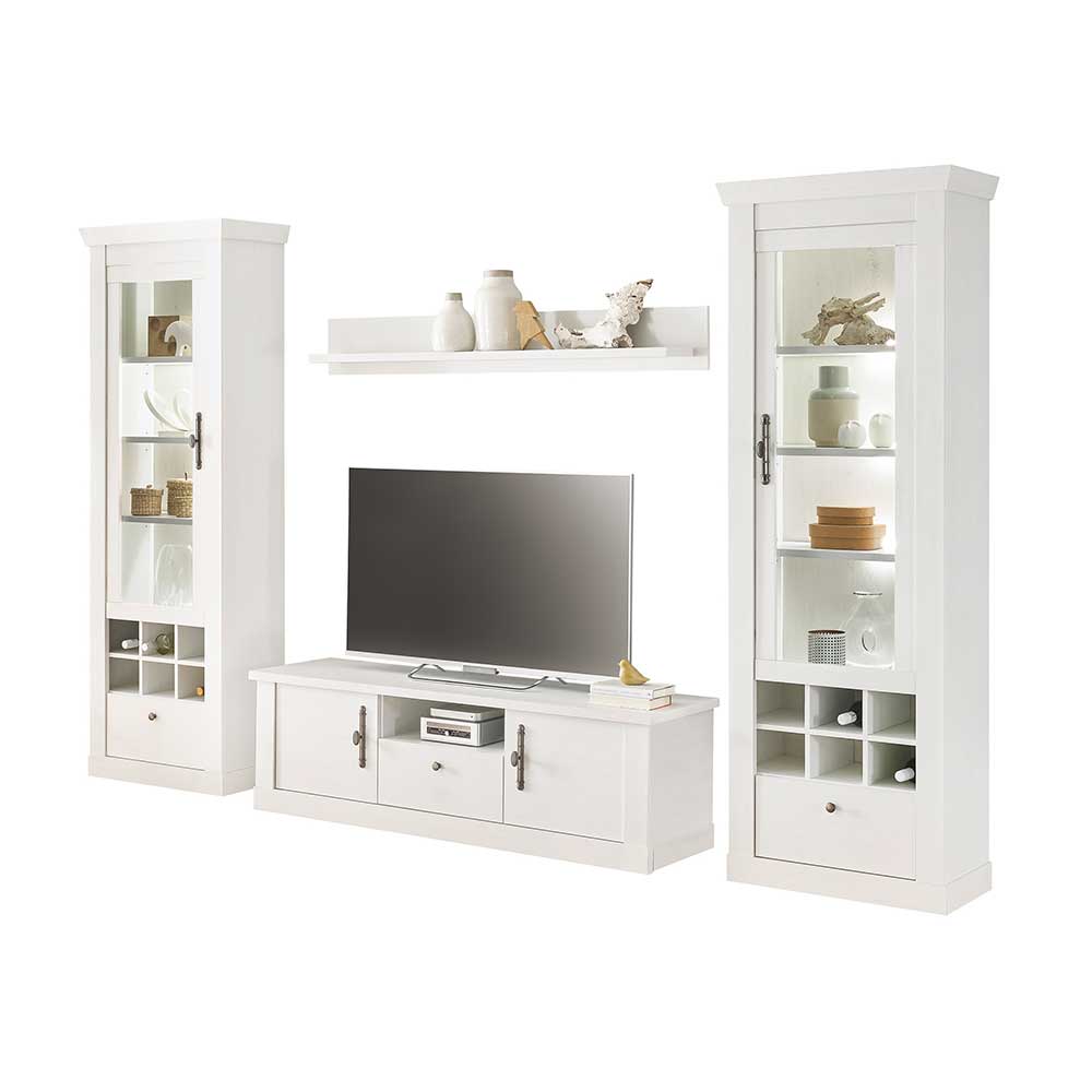 Wohnzimmer Möbelset in weißer Holzoptik Pinie - Liancos (vierteilig)