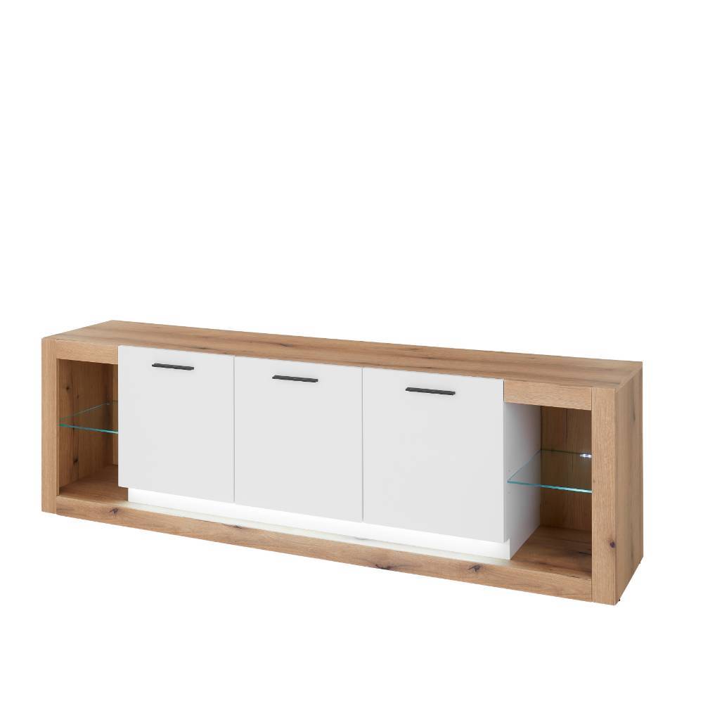 Design Wohnwand Set in Mattweiß - Adejano (dreiteilig)