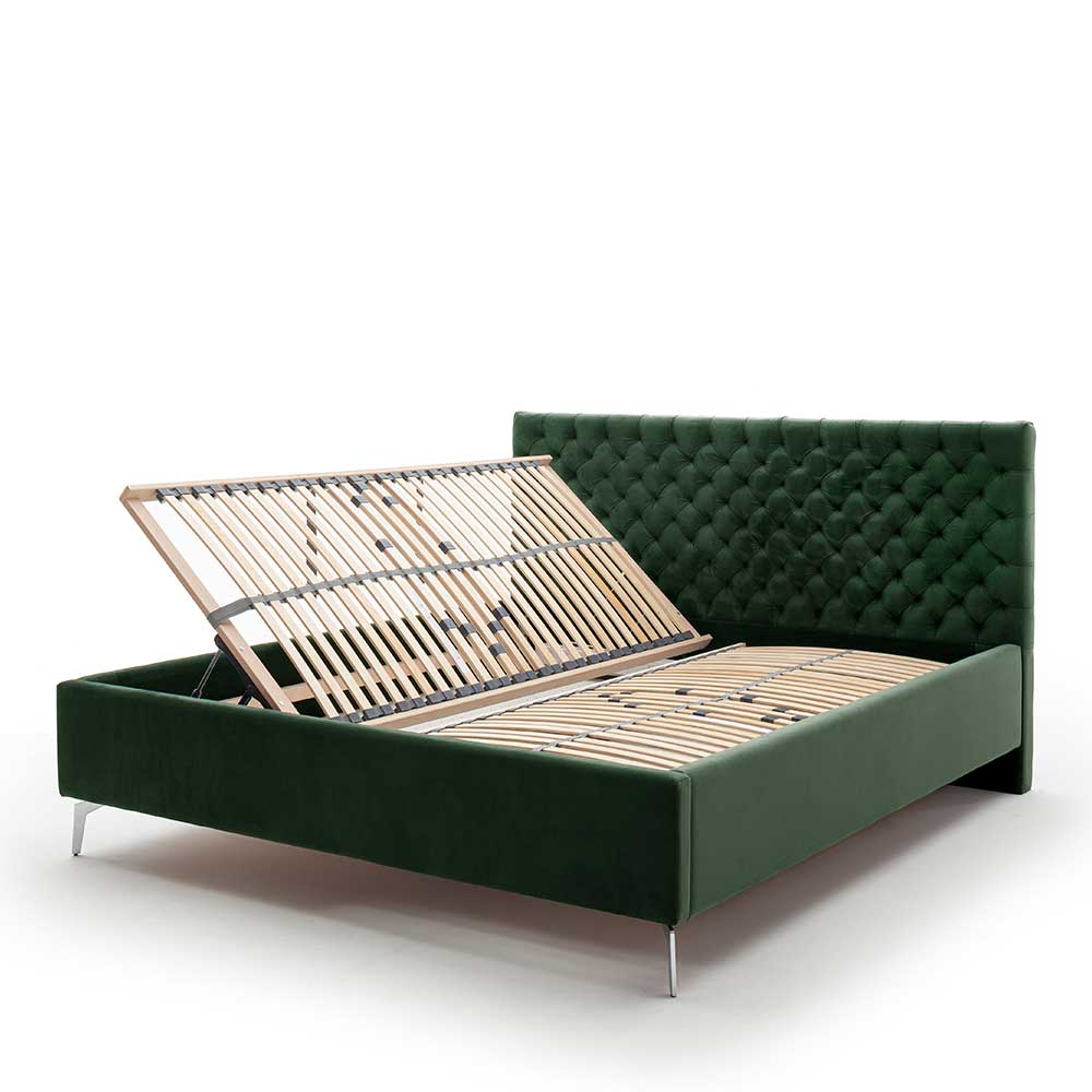 Chesterfield Bett in Dunkelgrün Samt - Jesafina
