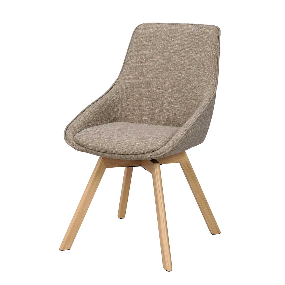 Drehbare Schalenstühle in Beigegrau Stoff - Edicenza (2er Set)