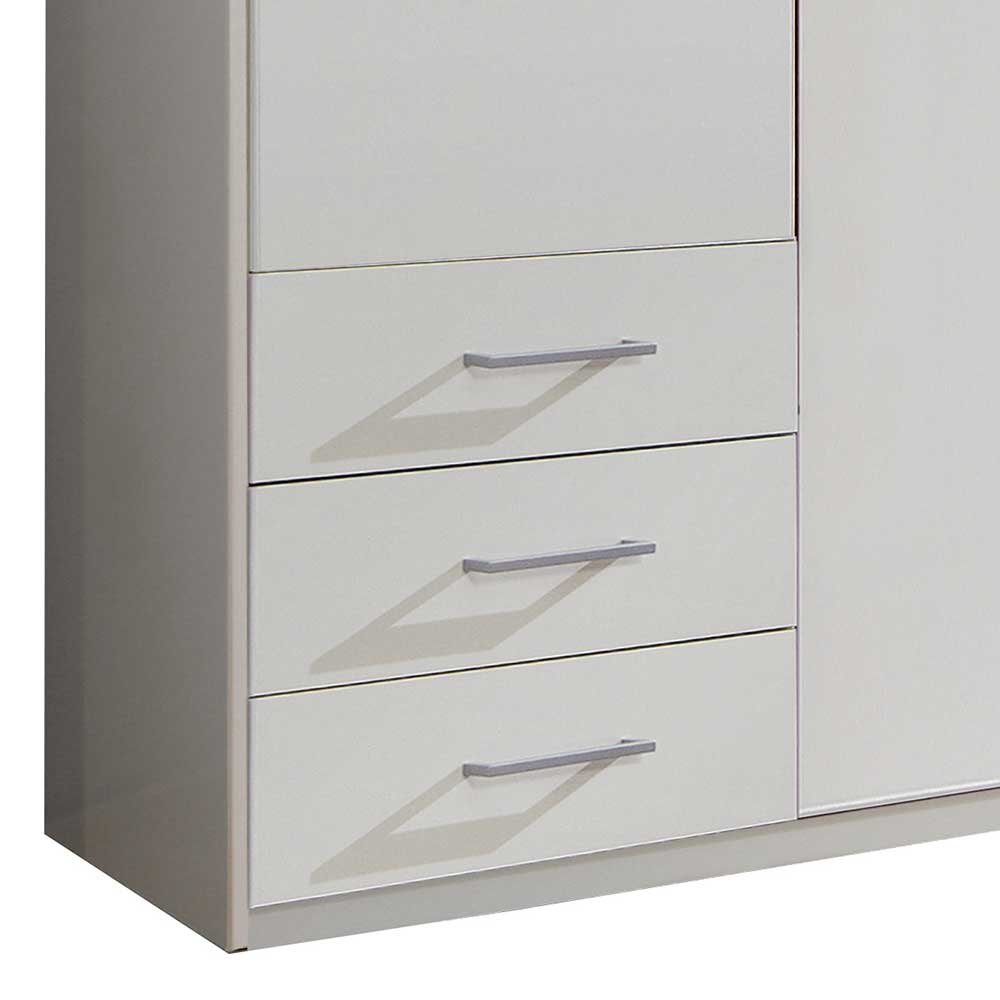 6-türiger Kleiderschrank in Weiß mit Spiegel - Furcia