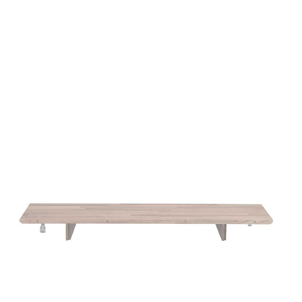 Ovaler Esstisch Eiche White Wash & 4 Stühle Pessoa mit Webstoff Grau (fünfteilig)