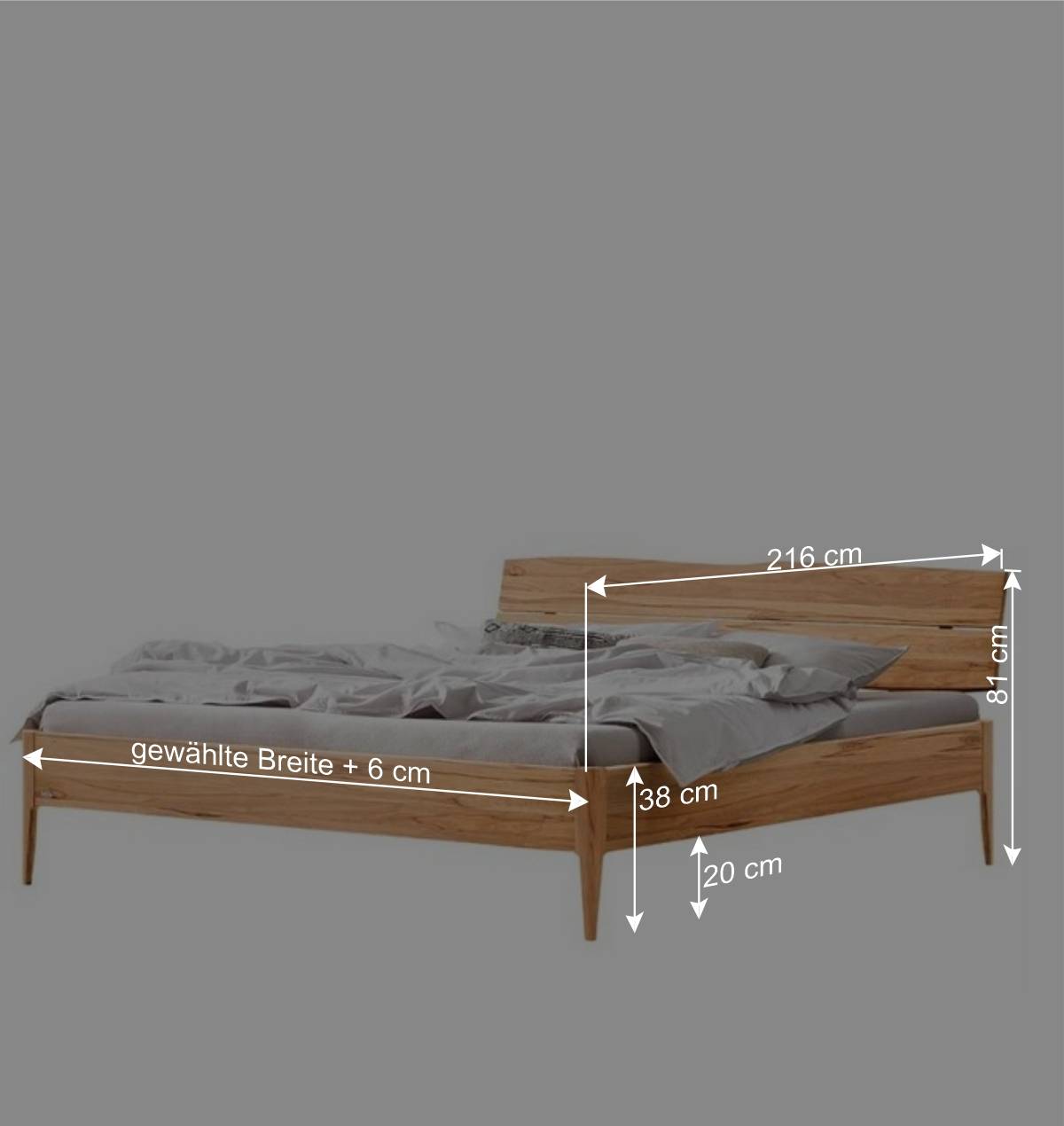 Bett aus Wildbuche mit Baumkante Kopfteil - Patrice