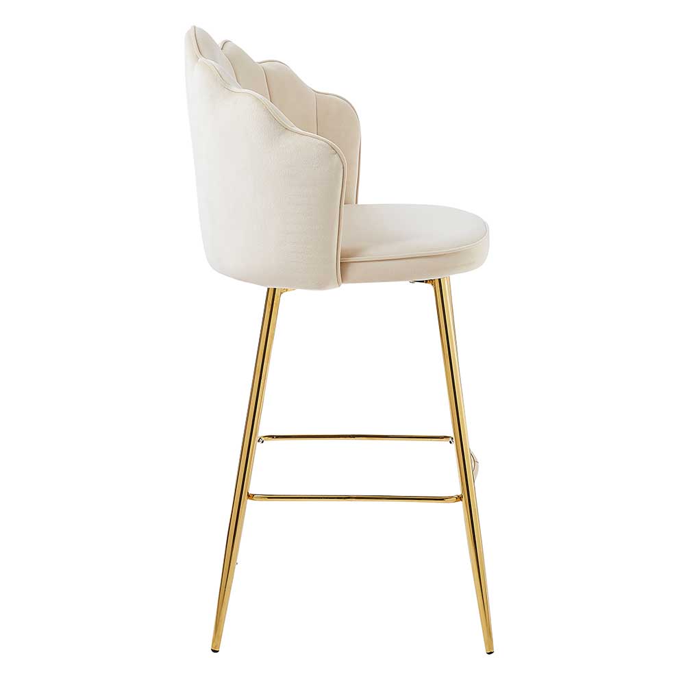 Barhocker mit Muschel-Lehne in Beige - Grovossa (2er Set)
