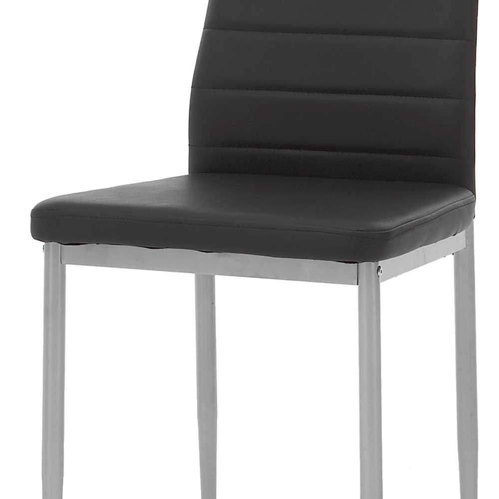 Esszimmer-Stuhl in Schwarz & Alu - Vani (4er Set)