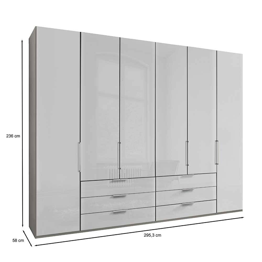 3m 4-türiger Kleiderschrank in Weiß Glasfront - Cara