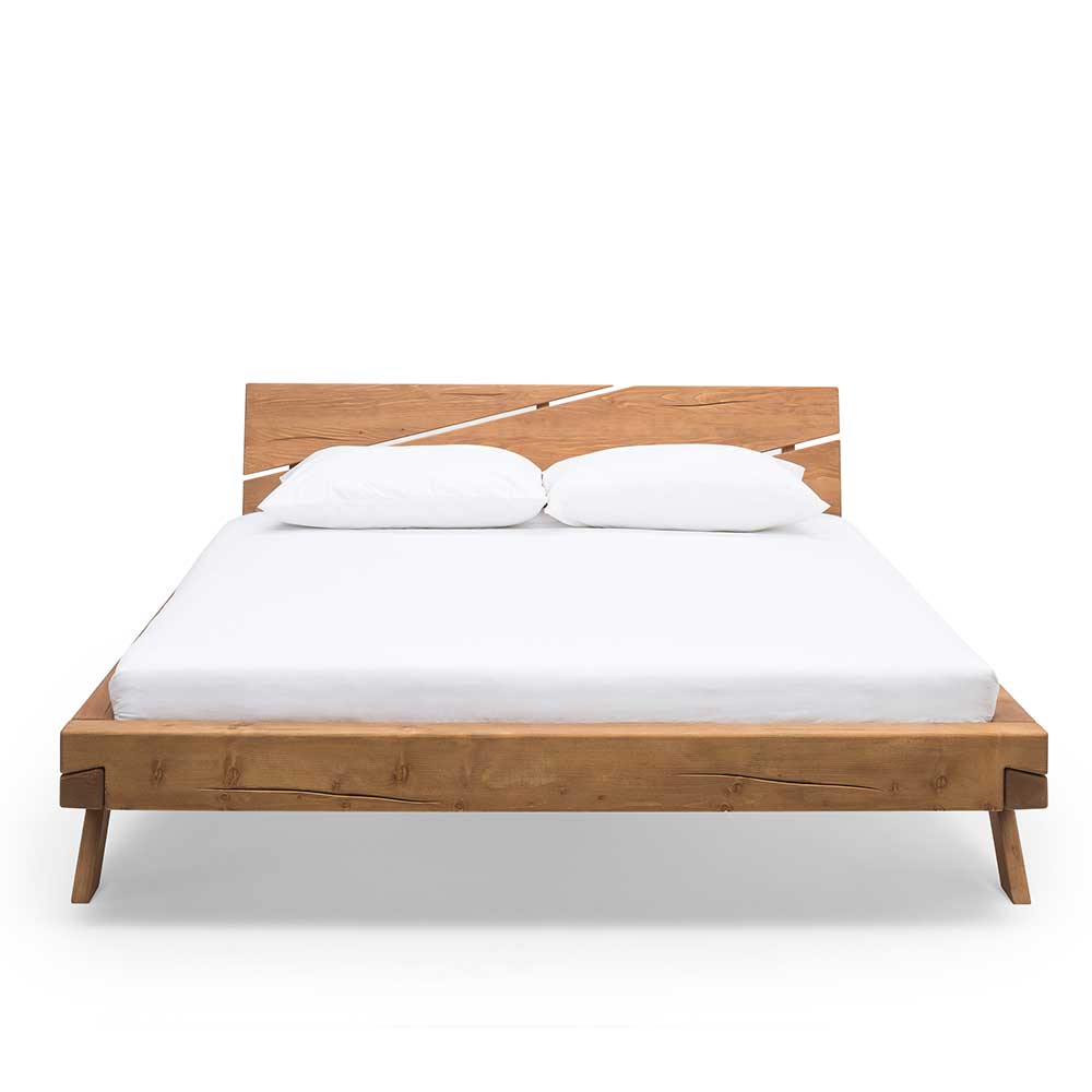 Rustikales Design Holzbett aus Fichte Massivholz - Barria