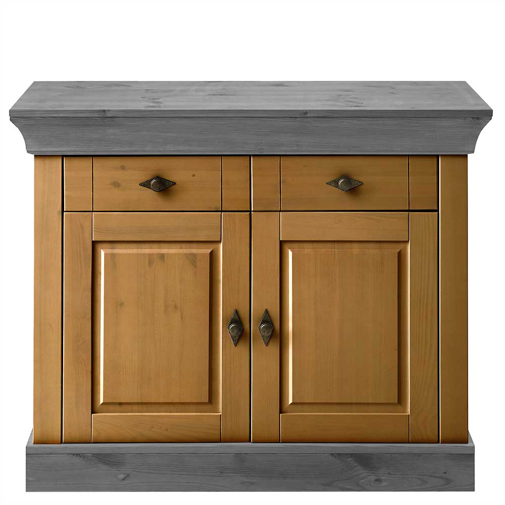 108x85x45 Country Kommode in Kiefer Lauge & Grau - Eshelas