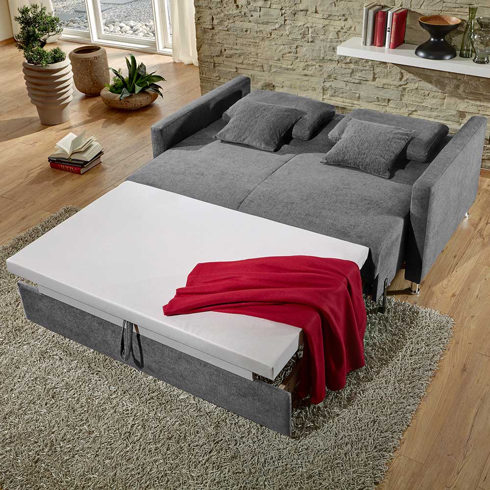 Bettcouch in Silbergrau Stoff - Hide