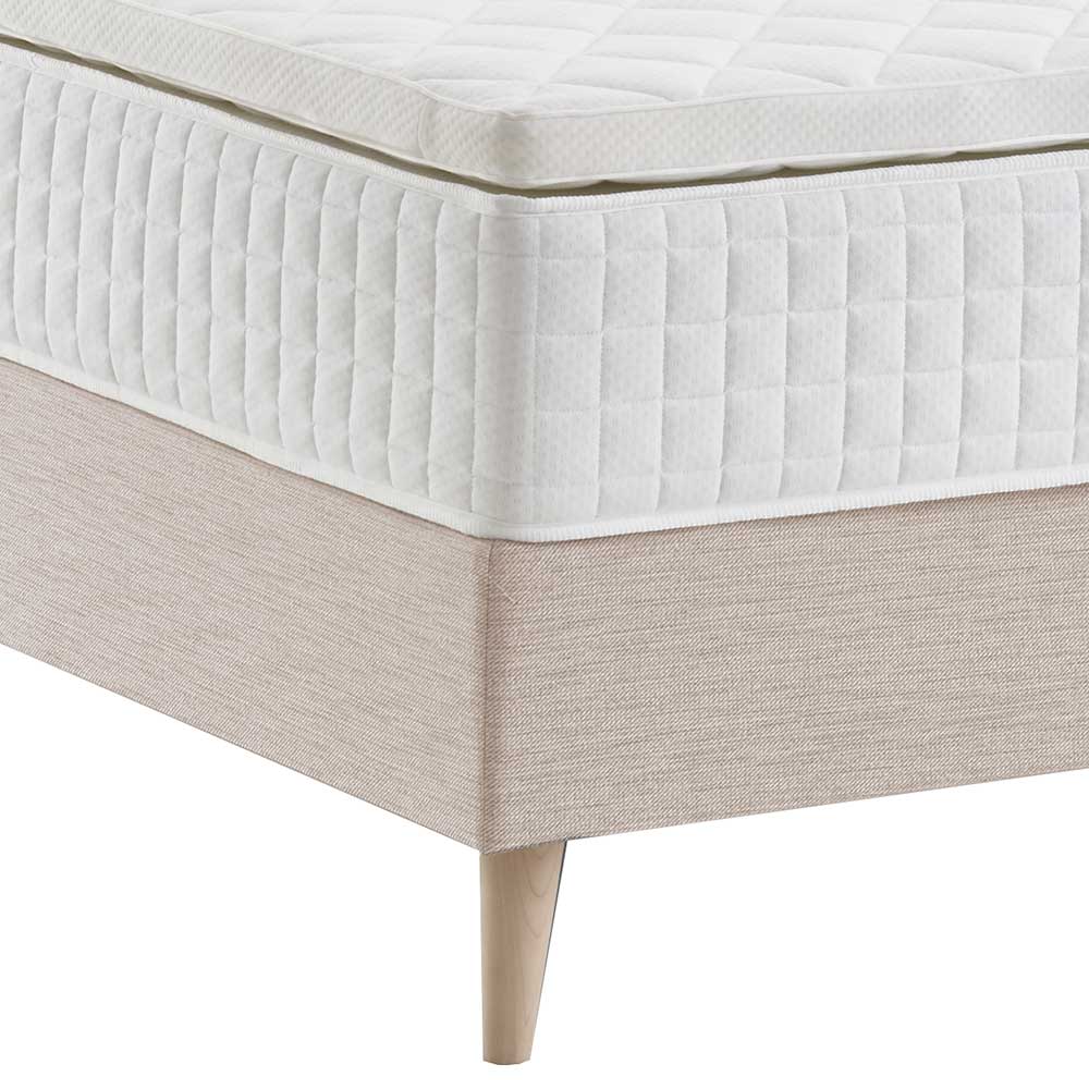 Beigefarbenes Boxspringbett mit Topper - Mocina