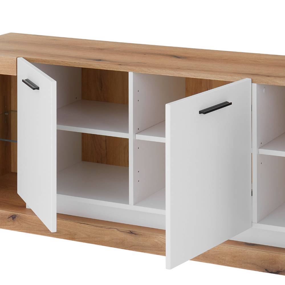 Design Wohnwand Set in Mattweiß - Adejano (dreiteilig)