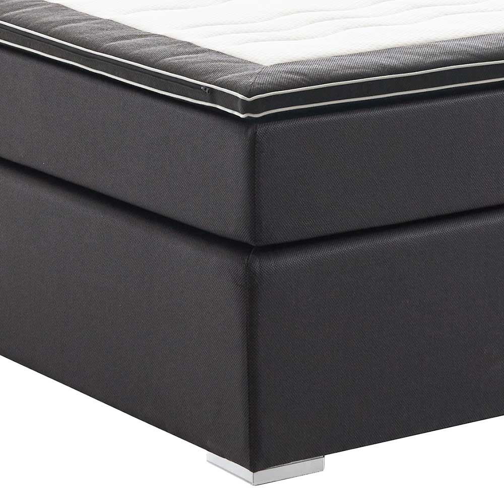 LED Boxspringbett in Dunkelgrau Stoff - Rumanticus