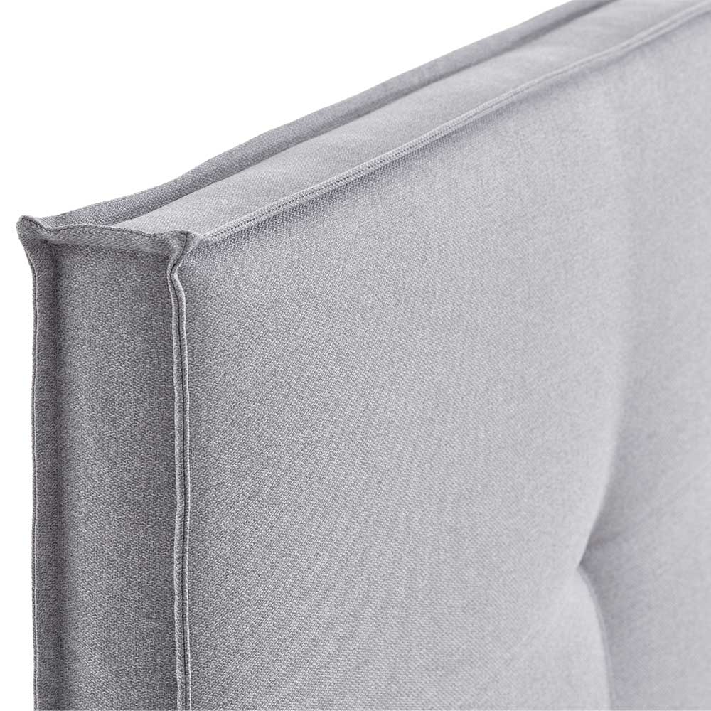 H3 Boxspringbett in Hellgrau Stoff & Chrom - Tuwedia