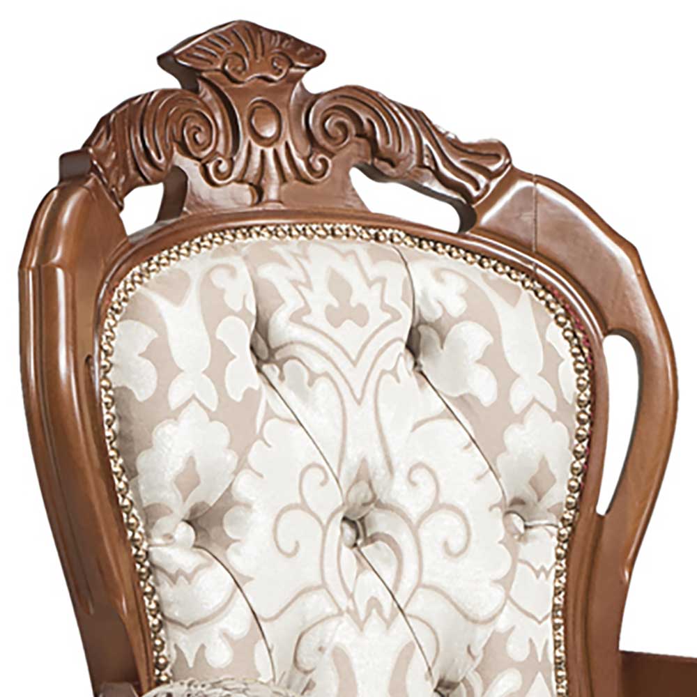 Barocker Armlehnstuhl in Nussbaum Braun - Pablos (2er Set)