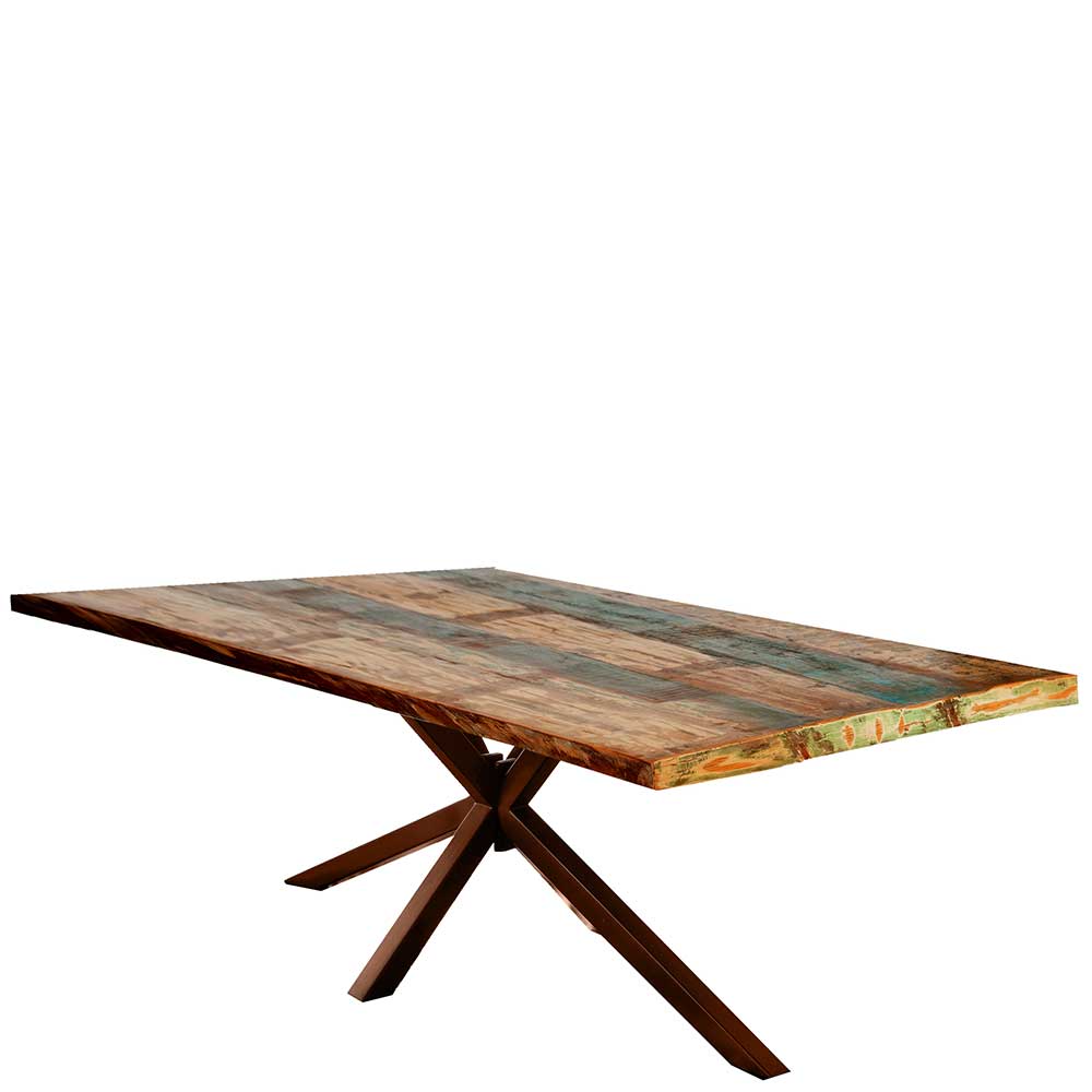 Shabby Designtisch aus Recyclingholz Bunt - Montesa