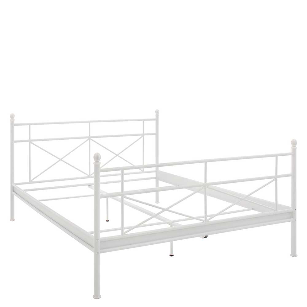 Metallbett in Weiß lackiert - Morvon
