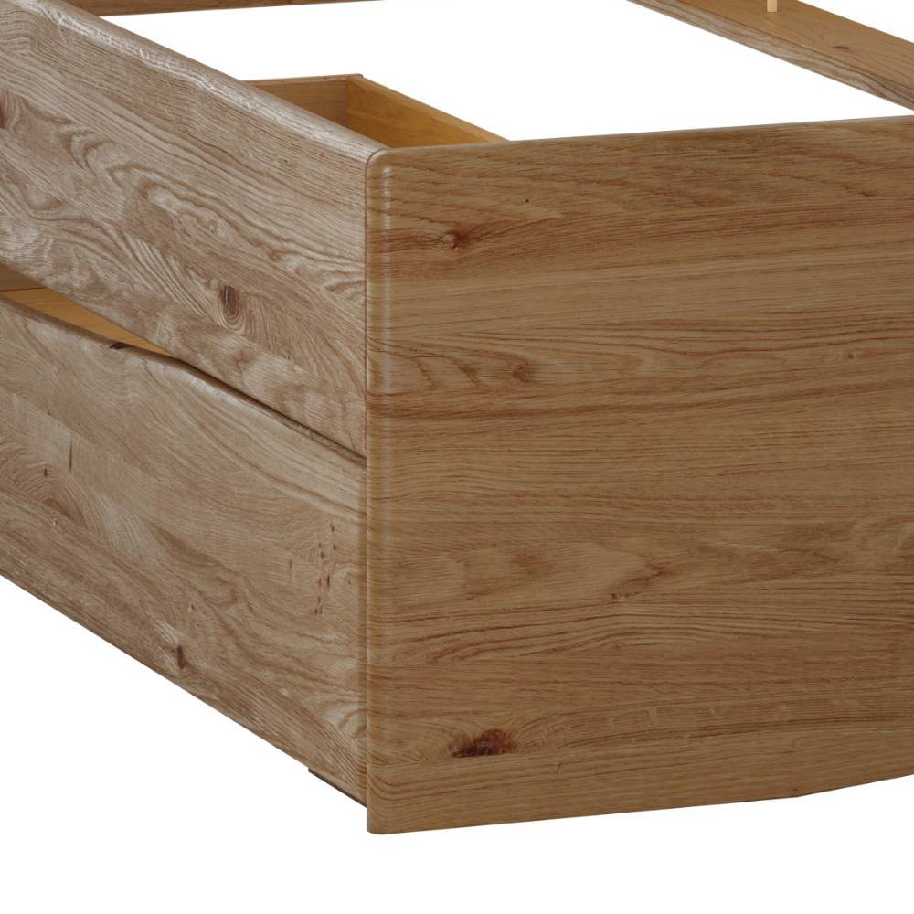 Stauraumbett aus Wildeiche Massivholz - Plural