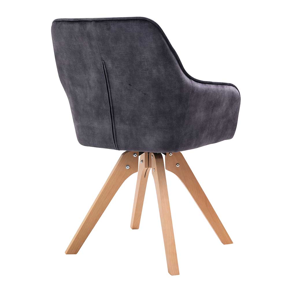 Esstisch Sessel in Schwarz Vintage Samt - Coolia