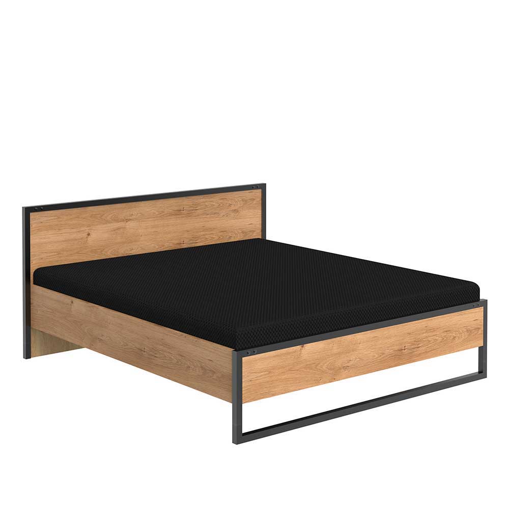Schlafzimmer in Plankeneiche & Schwarzgrau - Bram (vierteilig)