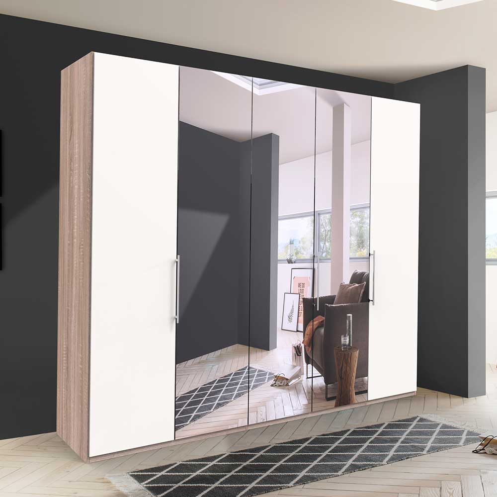 Weißer Schlafzimmer-Schrank mit Spiegeln - Vaclyn