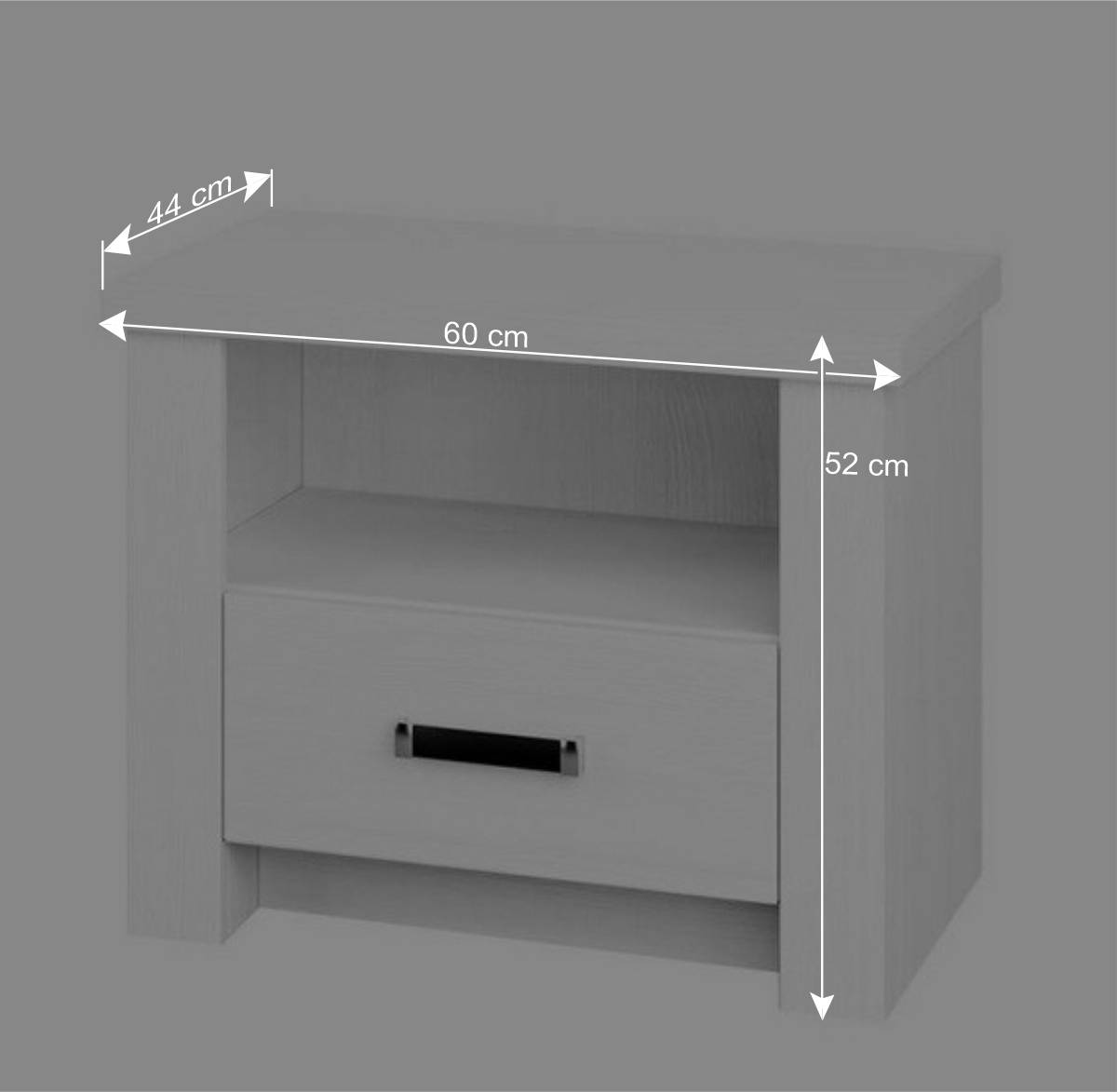 60x52x44 Nachttisch mit Regalfach - Imtreba