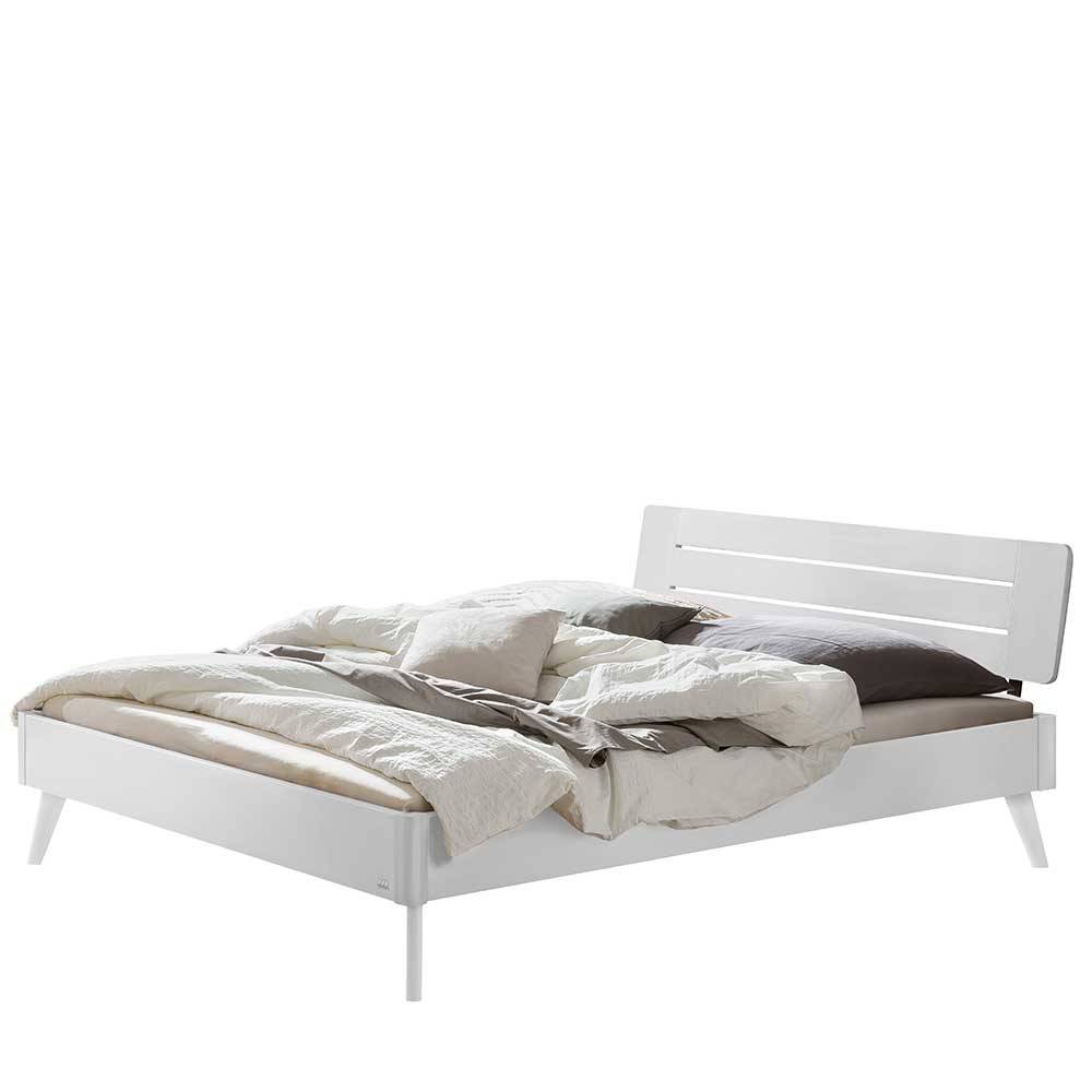 Weiß lackiertes Bett aus MDF Holzwerkstoff - Ekimar