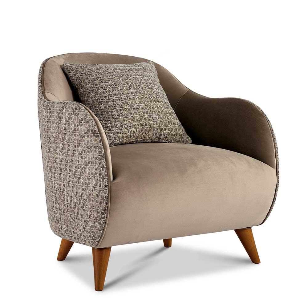 Extravaganter Design Sessel in Beige und Hellbraun - Maria
