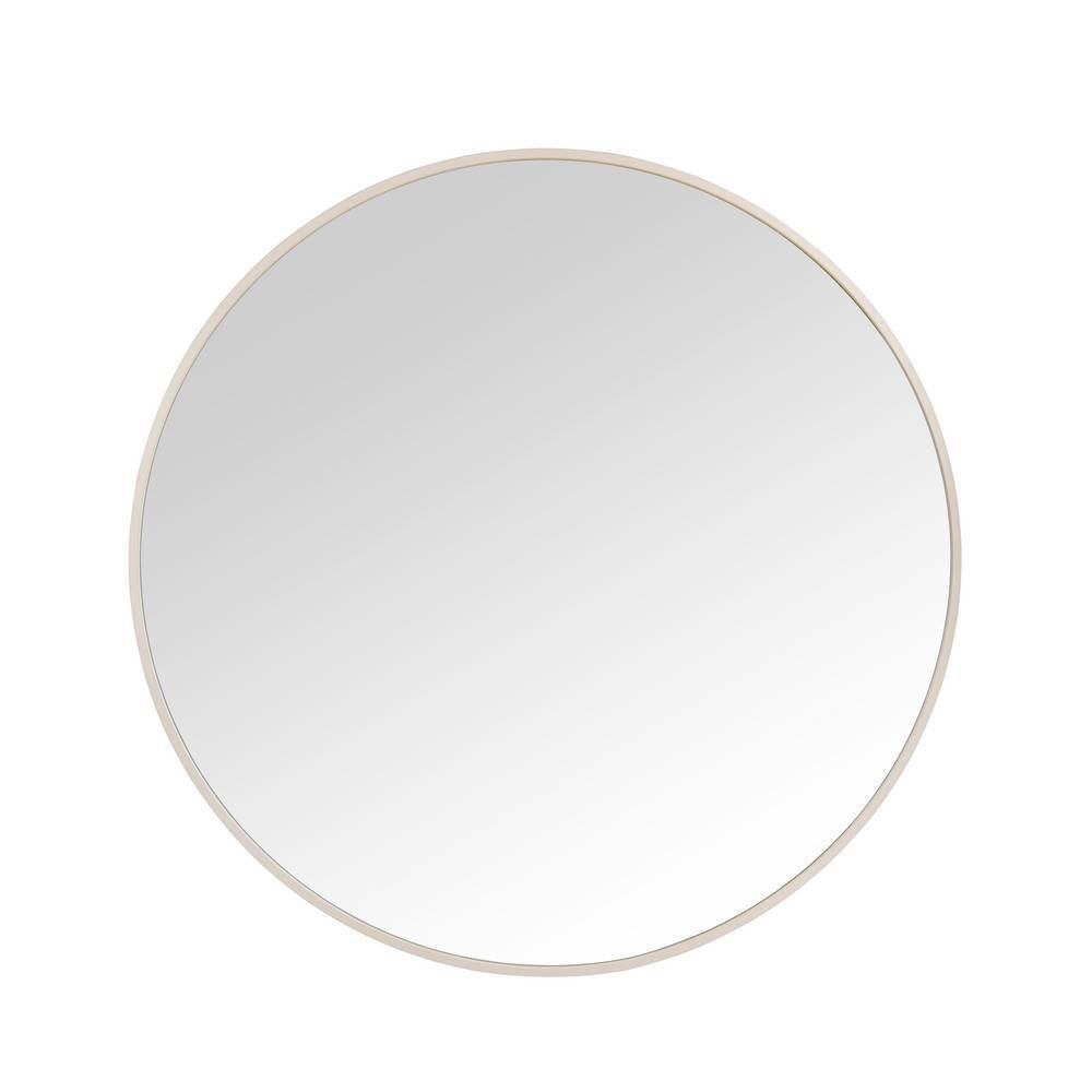 Runder Wandspiegel mit minimalistischem beigem Rahmen, ideal für Flur – Lecego
