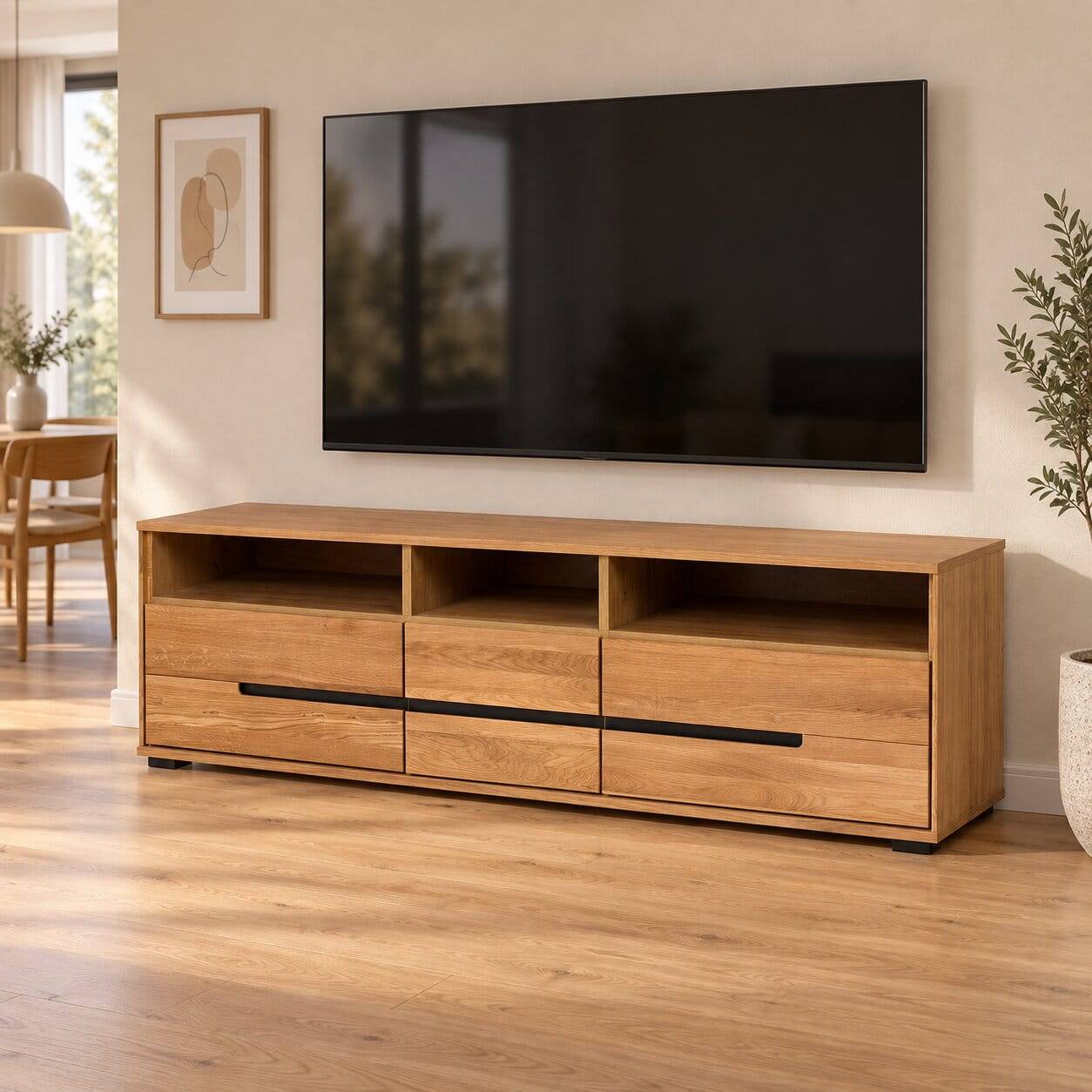 163x53x42 TV Lowboard mit 3 Schubladen - Sennya