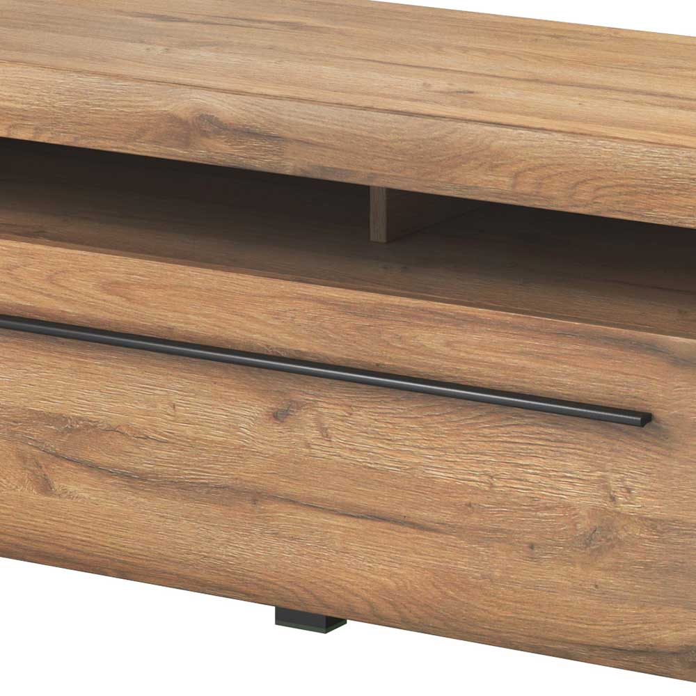 140x52x50 TV Unterschrank in Eiche Optik mit Schwarz - Aberdeen