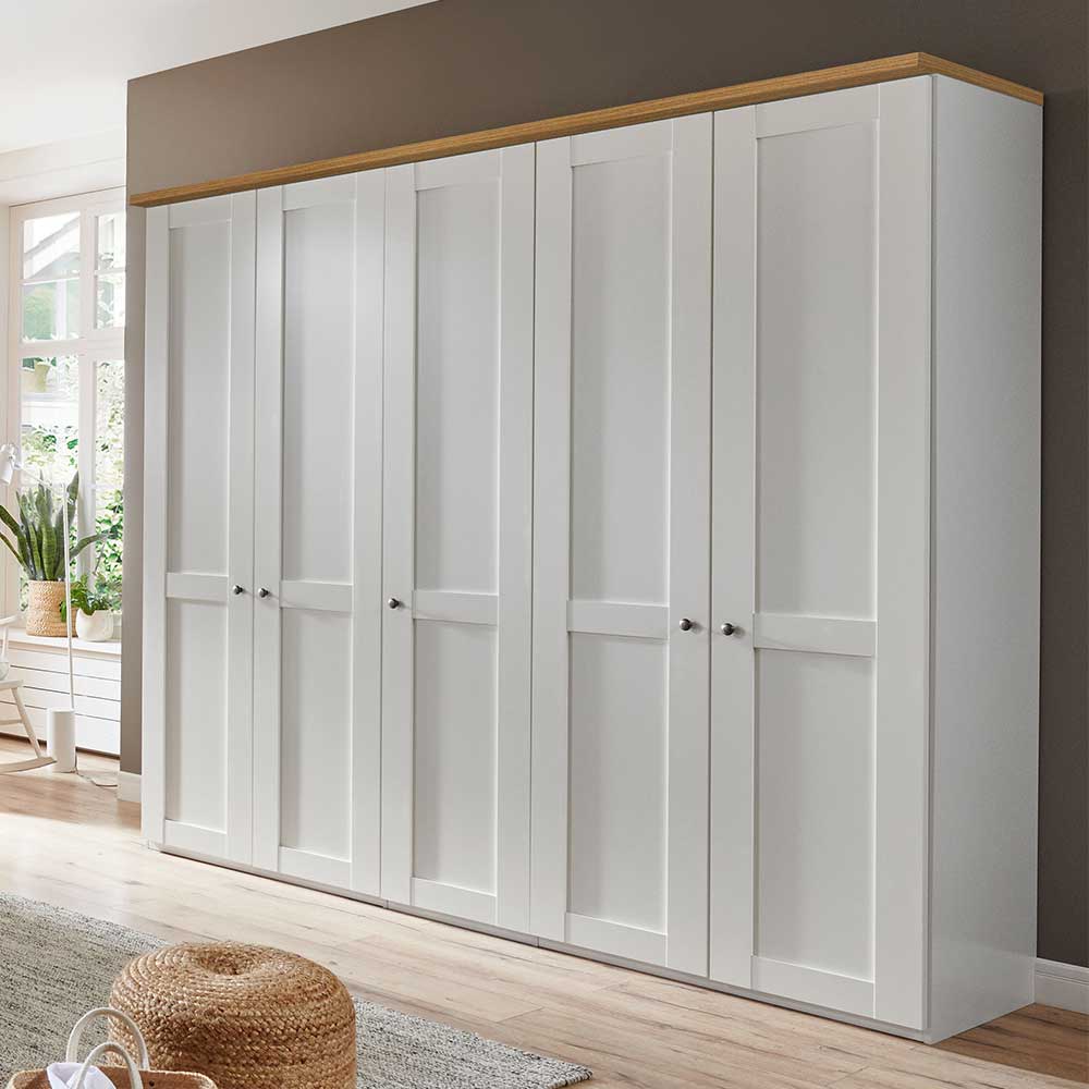 5-türiger Schlafzimmer Kleiderschrank in Weiß - Ignacio