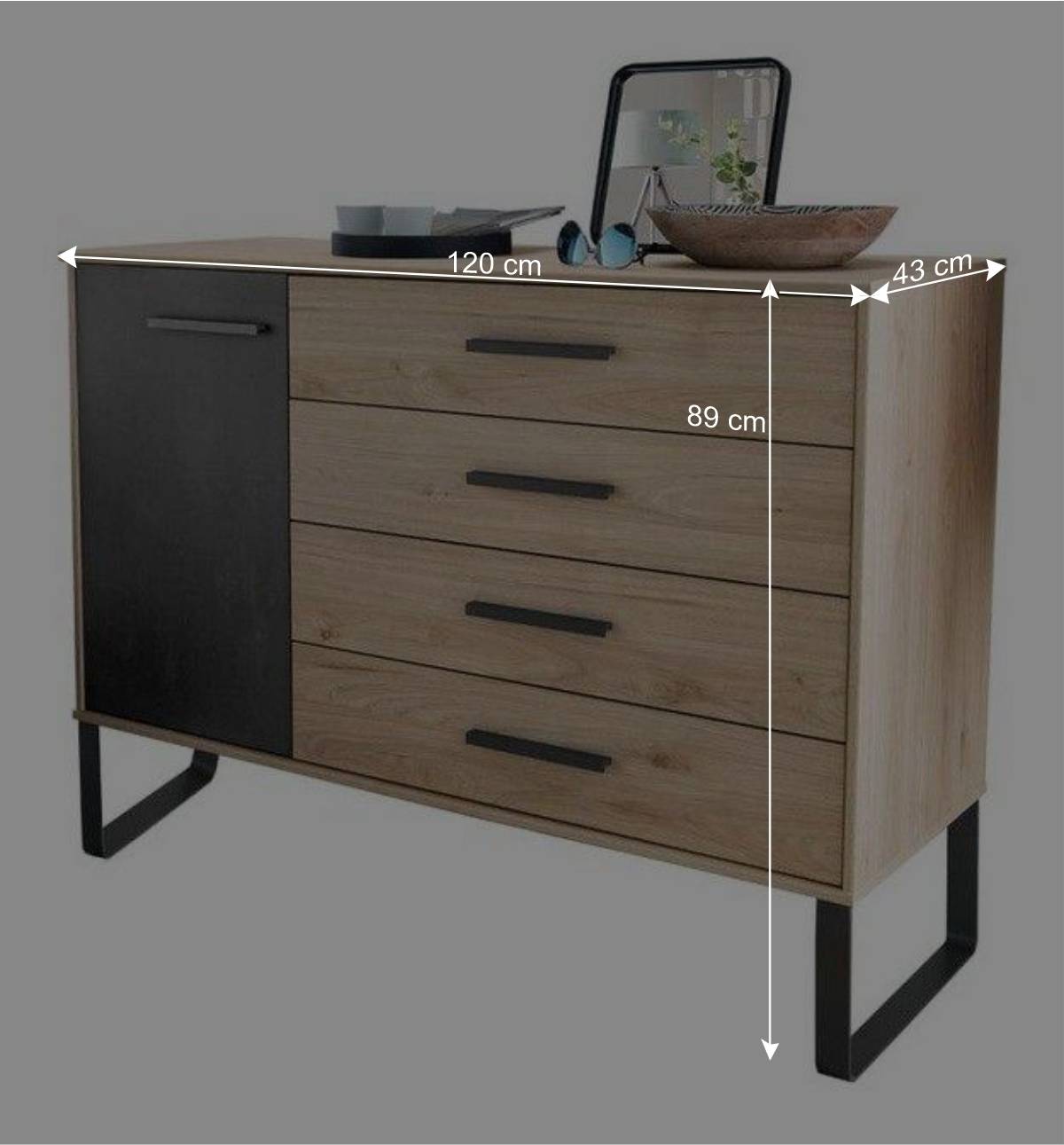 Moderne Loft Kombikommode mit Bügelgestell - Licruva