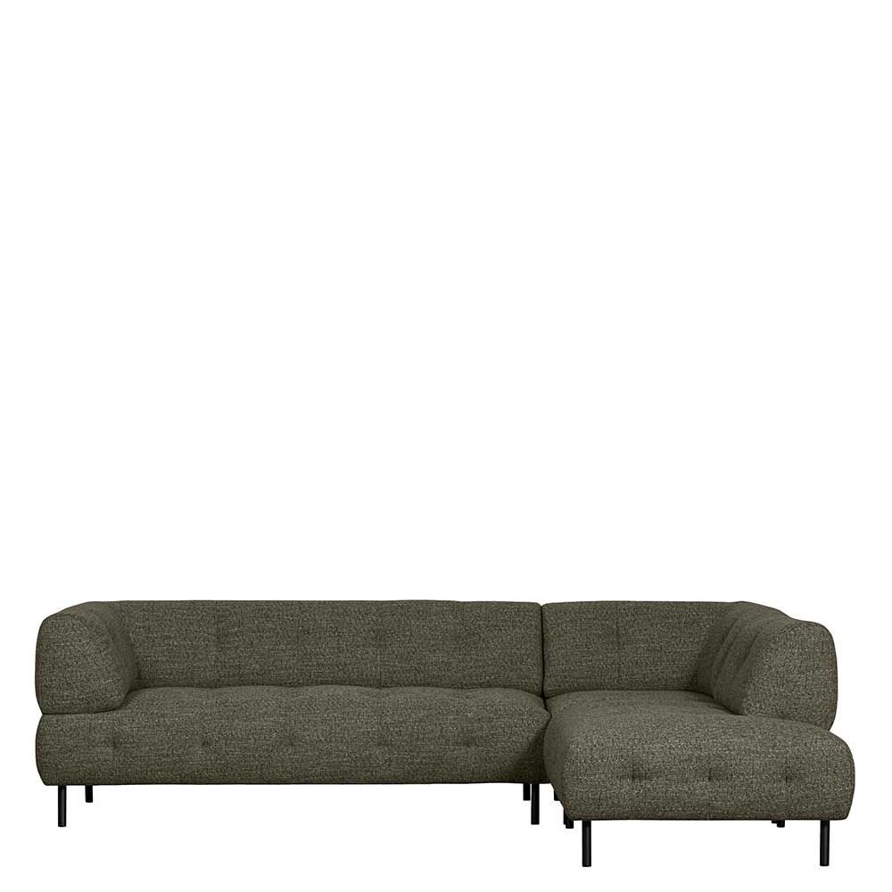 L Sofa aus Strukturstoff in Dunkelgrün - Teresia