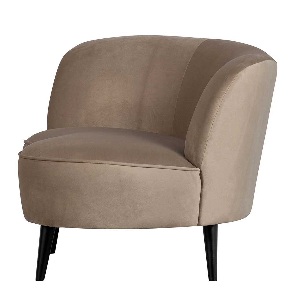 Design Sessel in Khaki Samtbezug - Griffina