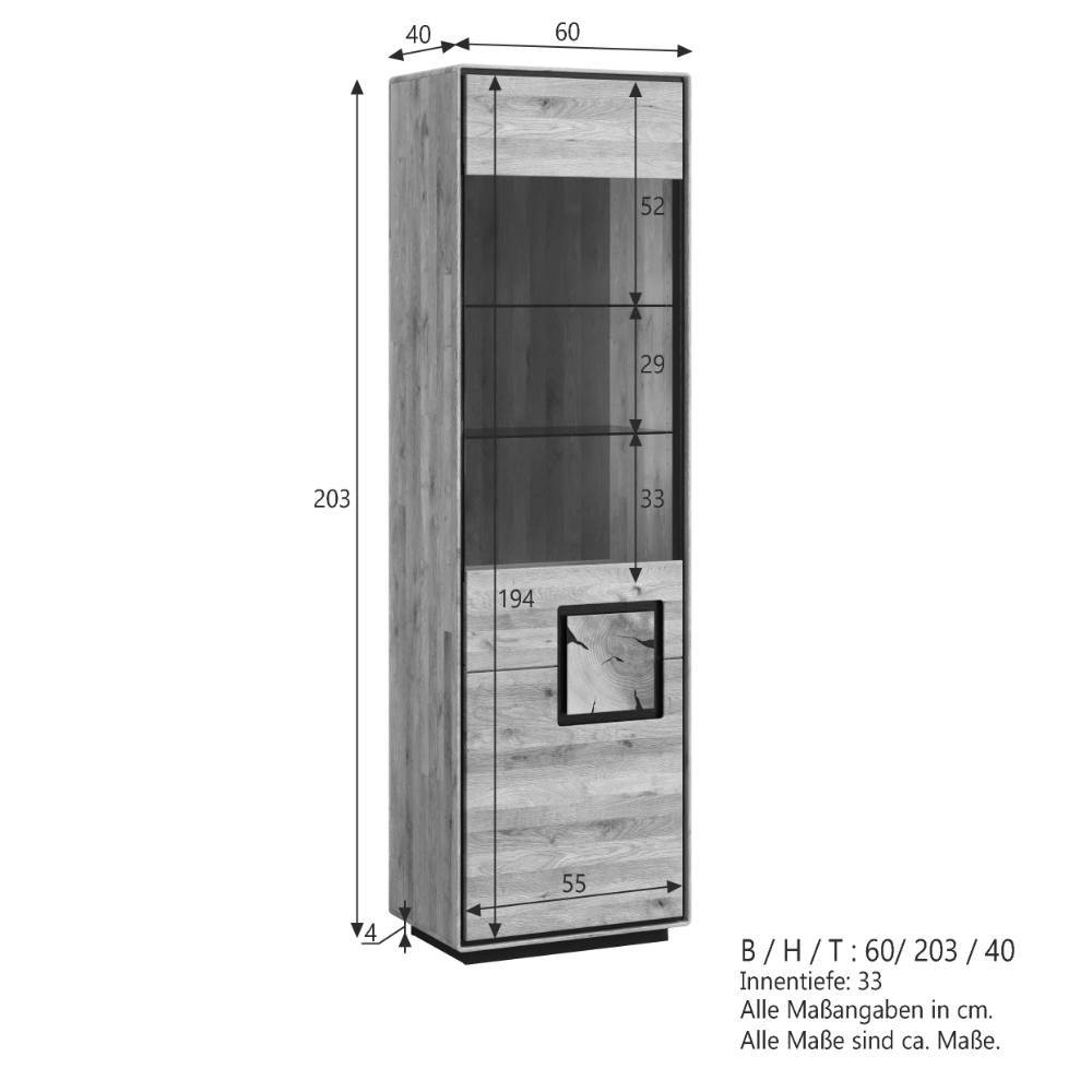 Wohnzimmer Vitrine mit Hirnholz Applikation - Shipper