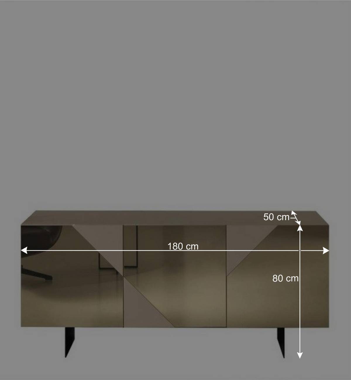 3-türiges Sideboard mit Spiegelglas in Bronze - Razepta