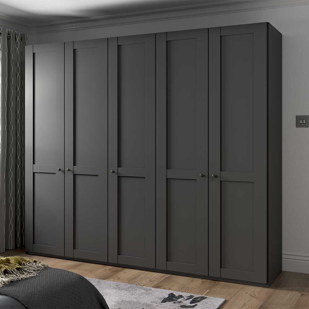 Moderner 5-türiger Kleiderschrank in Dunkelgrau für ein stilvolles Schlafzimmer – Mataram