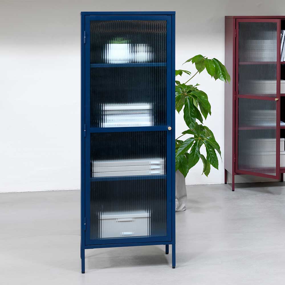 58x160x40 cm Metall Vitrine in Blau - Liseola