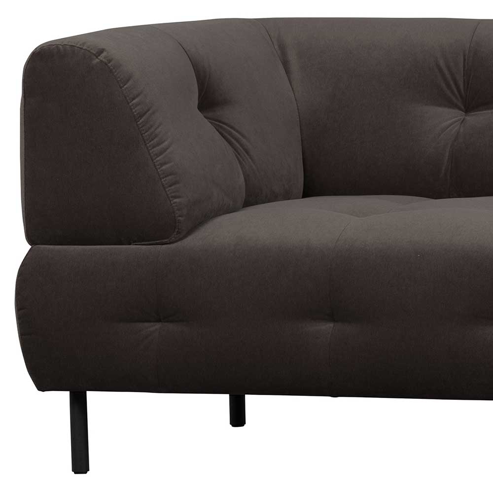 245x75x90 Samtsofa in Graubraun - Lady