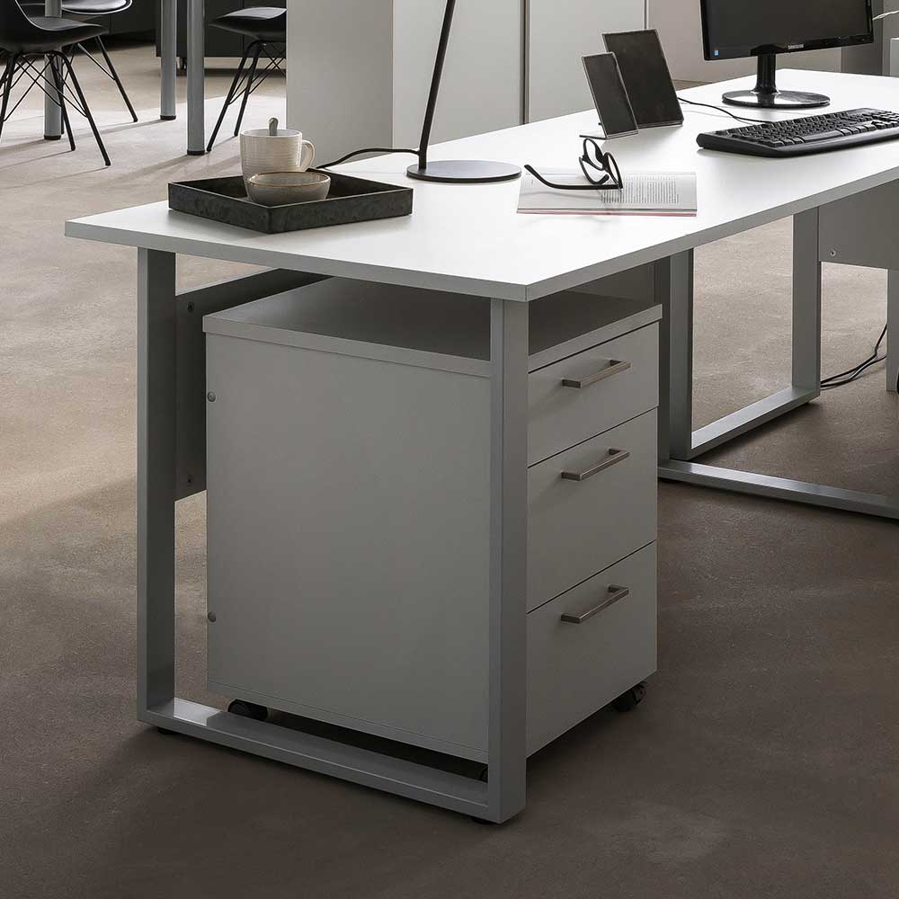 Schreibtisch Rollcontainer in Lichtgrau 41x60x50 - Bowsla