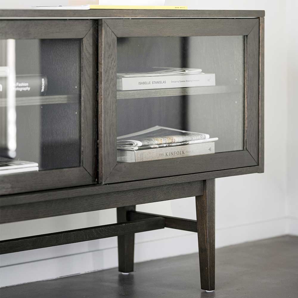 Vitrinen-Sideboard in Eiche Dunkelbraun - Kuana