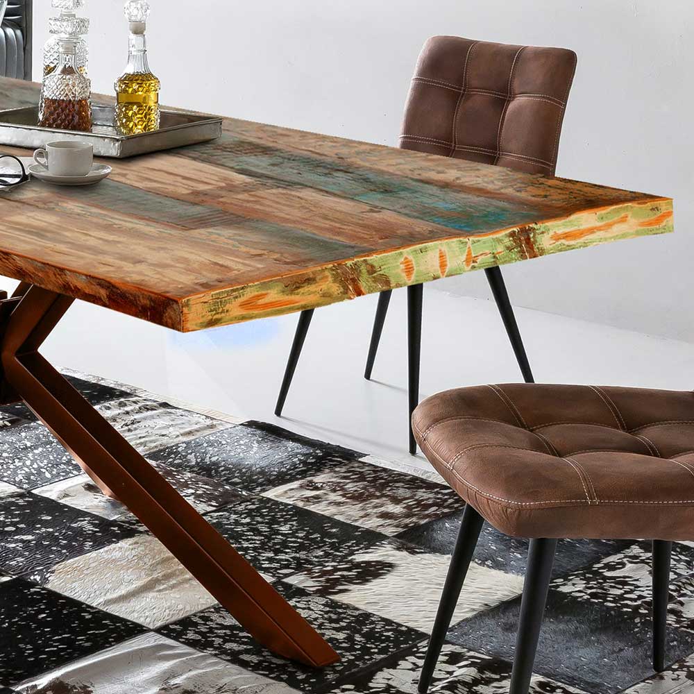 Shabby Designtisch aus Recyclingholz Bunt - Montesa