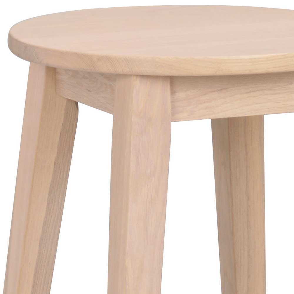 Runder Barhocker in White Wash - Boju (2er Set)