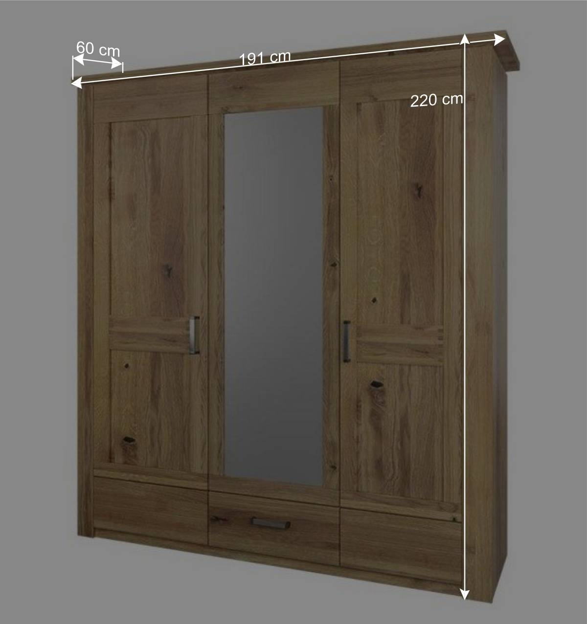 Teilmassiver Kleiderschrank aus Asteiche - Riostar