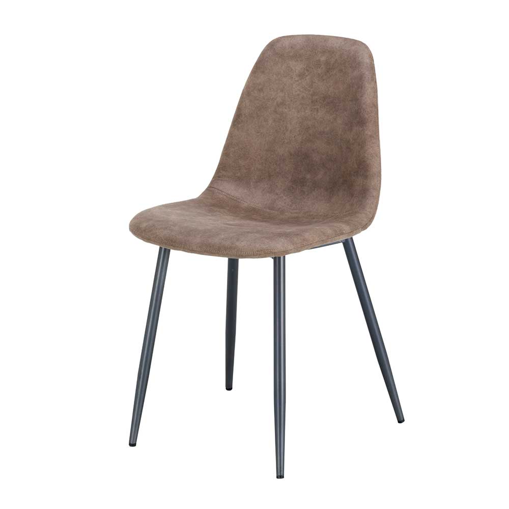 Kunstleder Stühle in Taupe Vintage - Fjord (4er Set)